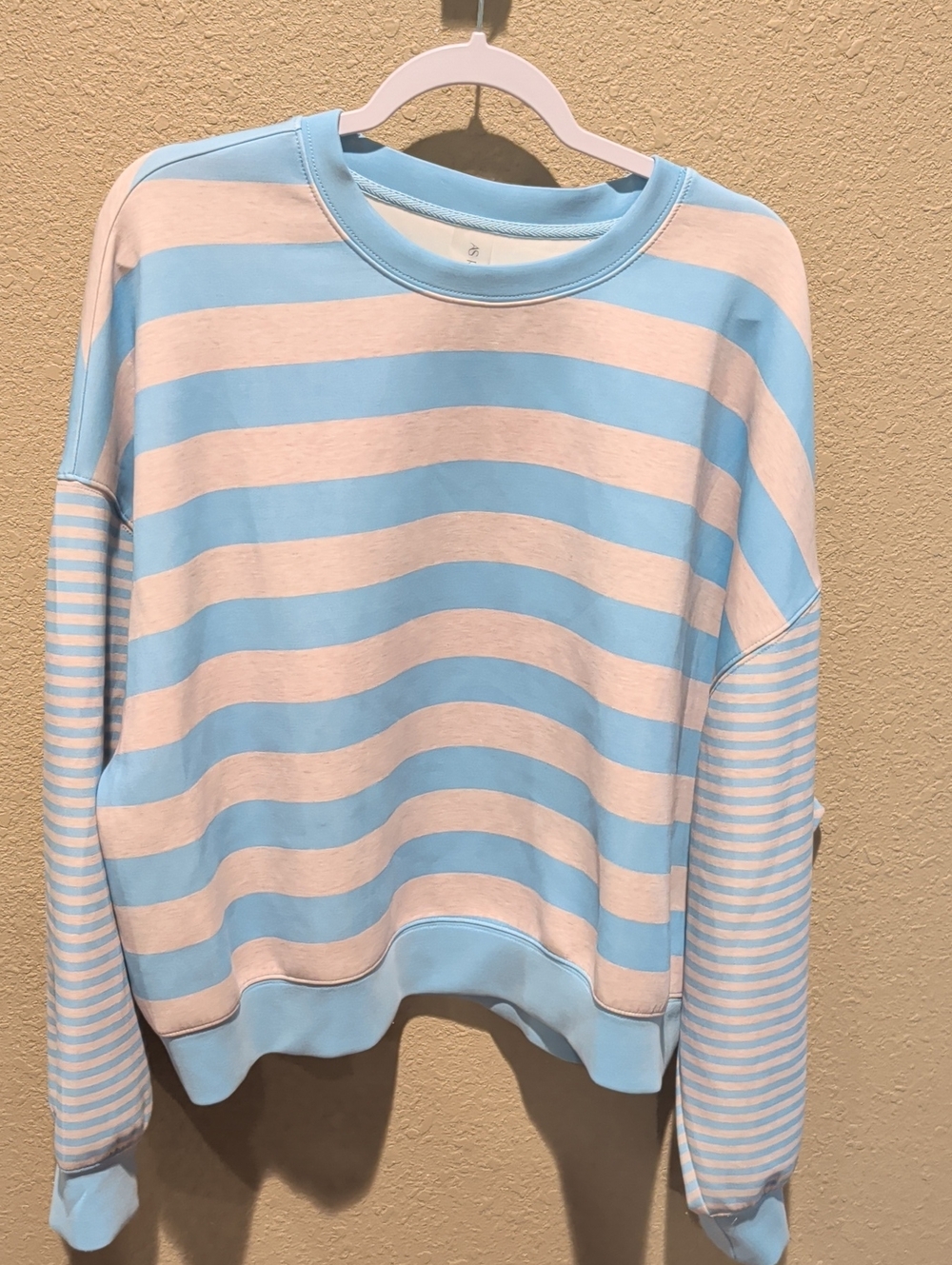 Striped Crewneck Sweater in Light Blue 🩵 & Light Gray 🩶